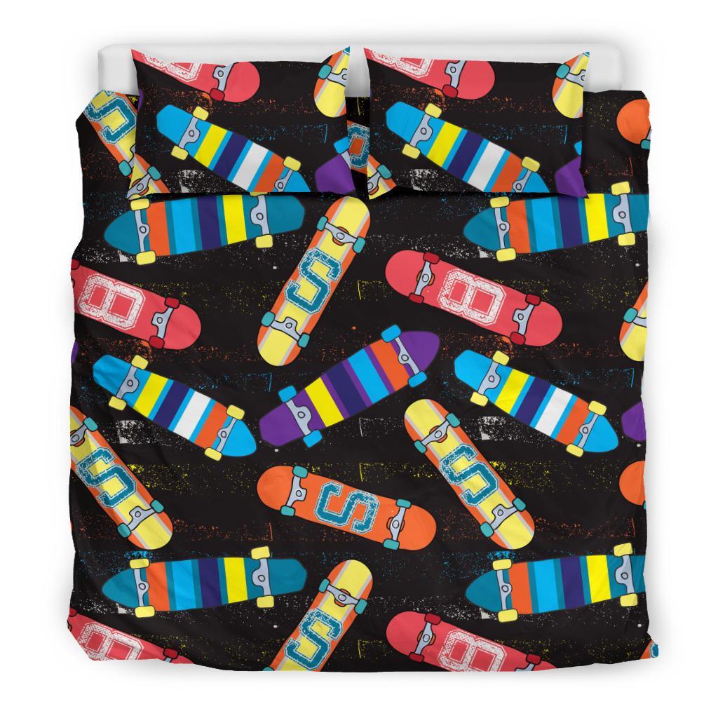 Skateboard Colorful Pattern Print Duvet Cover Bedding Set-grizzshop