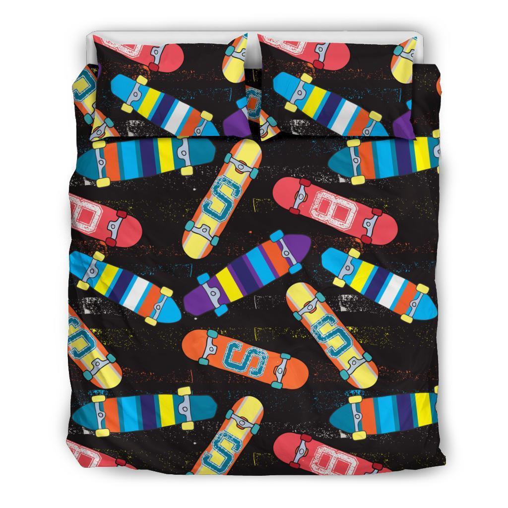 Skateboard Colorful Pattern Print Duvet Cover Bedding Set-grizzshop