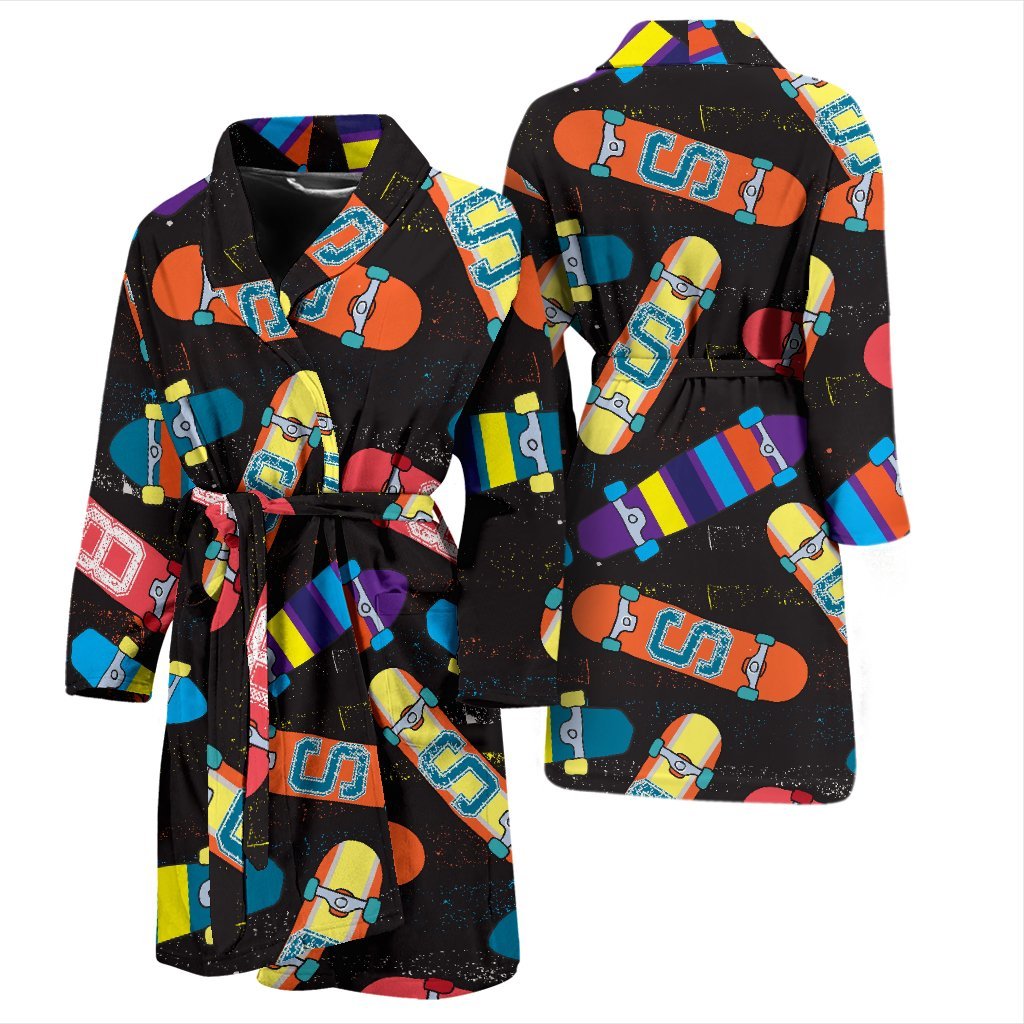 Skateboard Colorful Pattern Print Men Long Robe-grizzshop