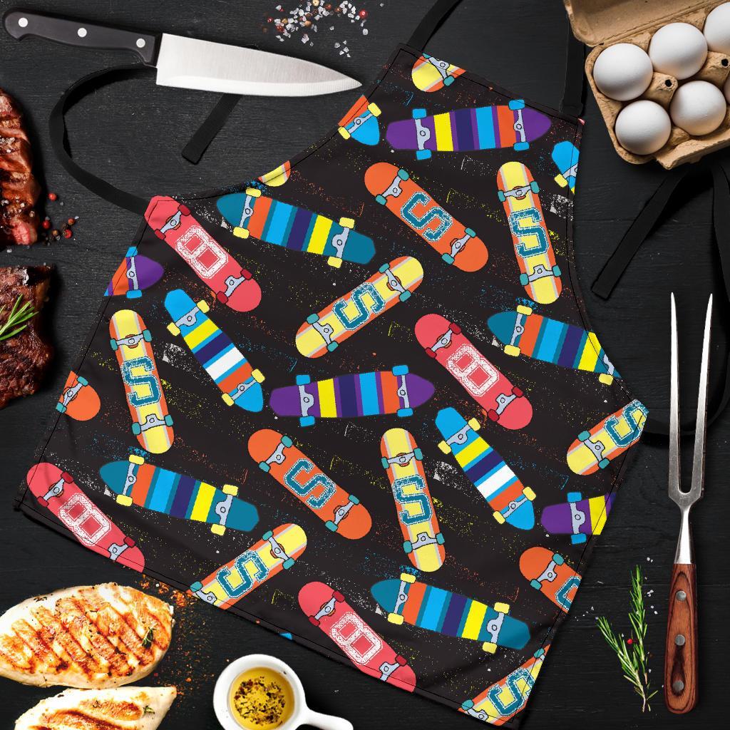 Skateboard Colorful Pattern Print Men's Apron-grizzshop