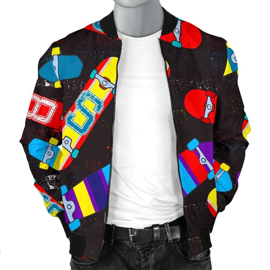 Skateboard Colorful Pattern Print Men's Bomber Jacket-grizzshop