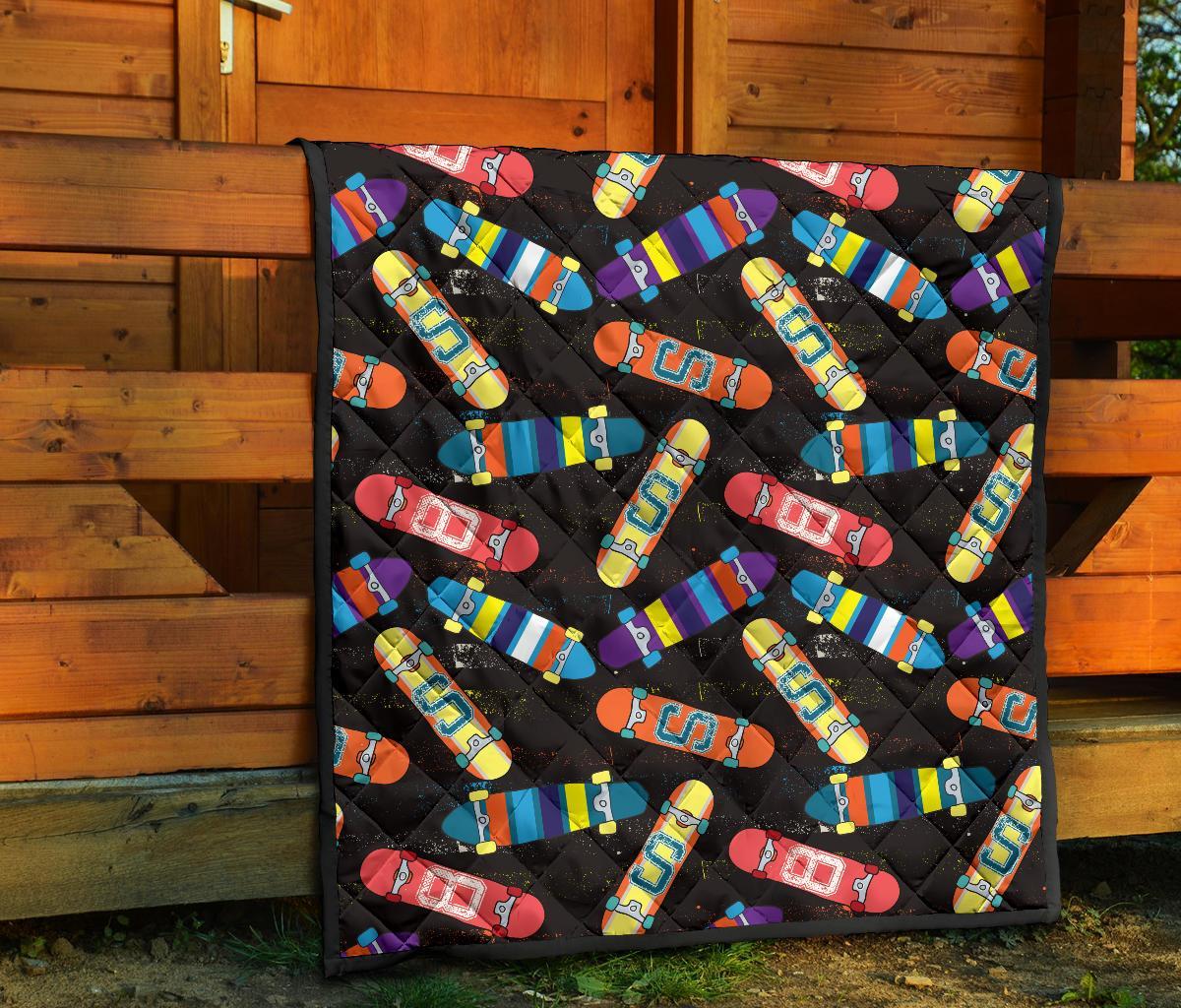 Skateboard Colorful Pattern Print Quilt-grizzshop