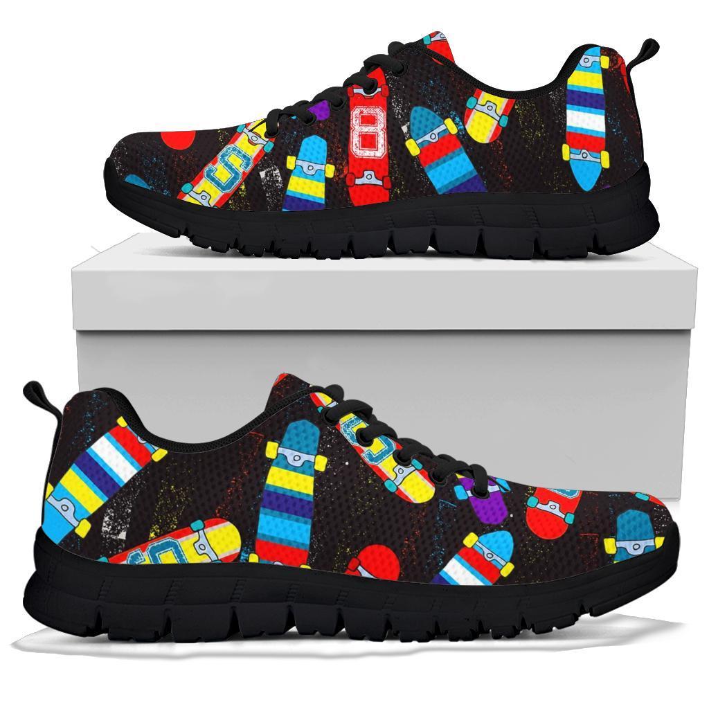 Skateboard Colorful Pattern Print Sneaker Shoes For Men Women-grizzshop