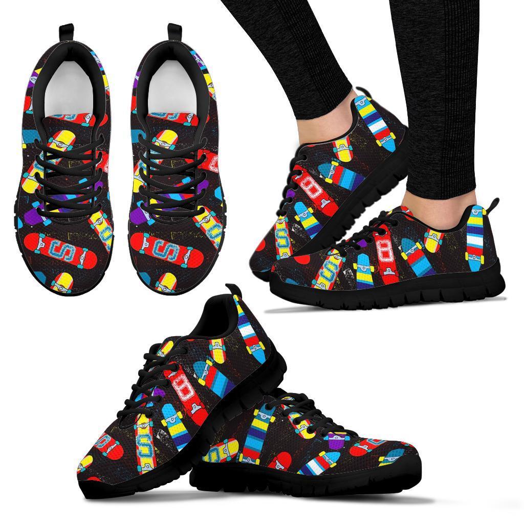 Skateboard Colorful Pattern Print Sneaker Shoes For Men Women-grizzshop