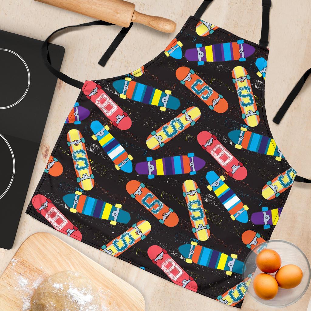 Skateboard Colorful Pattern Print Women's Apron-grizzshop
