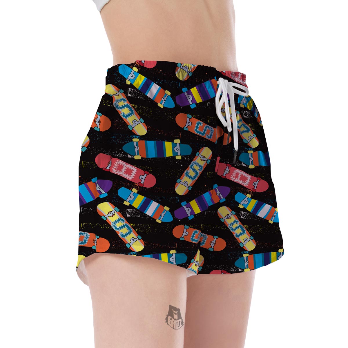 Skateboard Colorful Pattern Print Women's Shorts-grizzshop