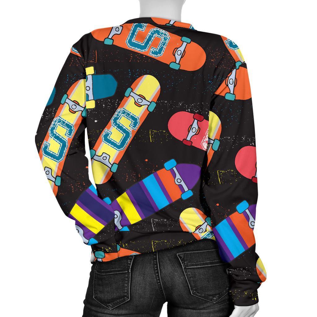 Skateboard Colorful Pattern Print Women's Sweatshirt-grizzshop