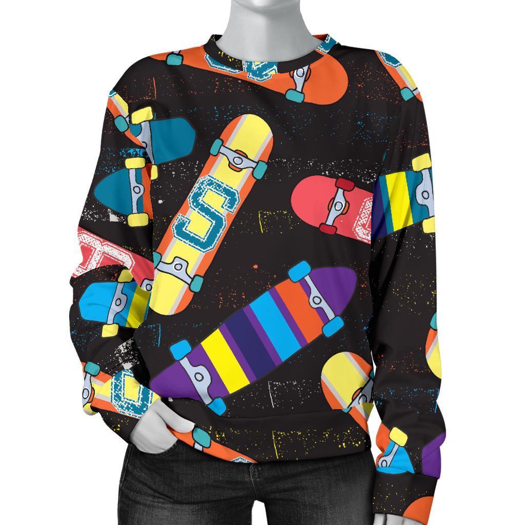 Skateboard Colorful Pattern Print Women's Sweatshirt-grizzshop