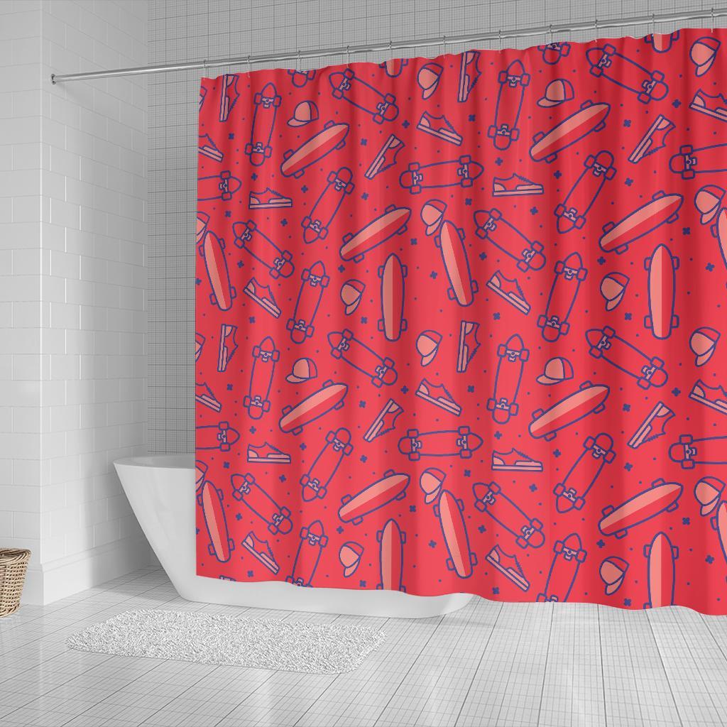 Skateboard Pattern Print Bathroom Shower Curtain-grizzshop