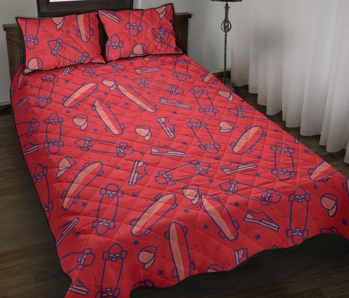 Skateboard Pattern Print Bed Set Quilt-grizzshop
