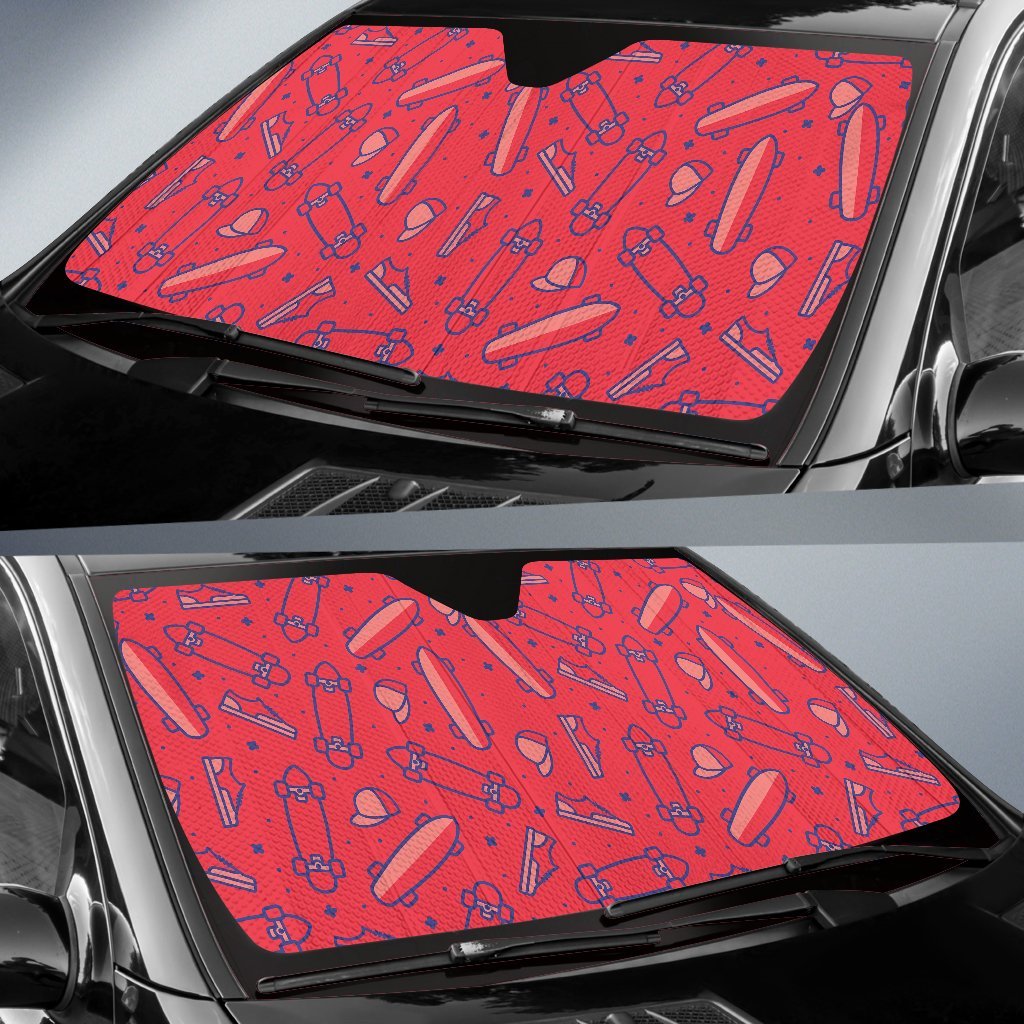 Skateboard Pattern Print Car Sun Shade-grizzshop