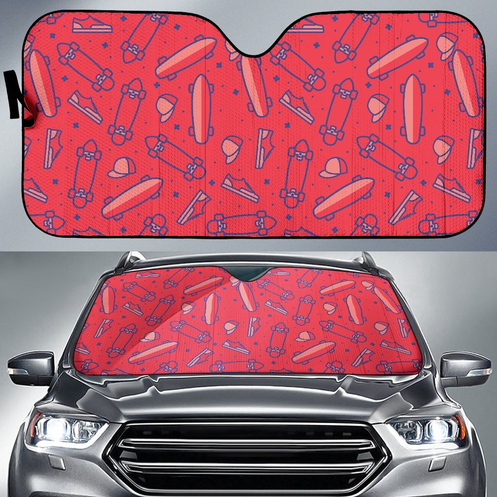 Skateboard Pattern Print Car Sun Shade-grizzshop