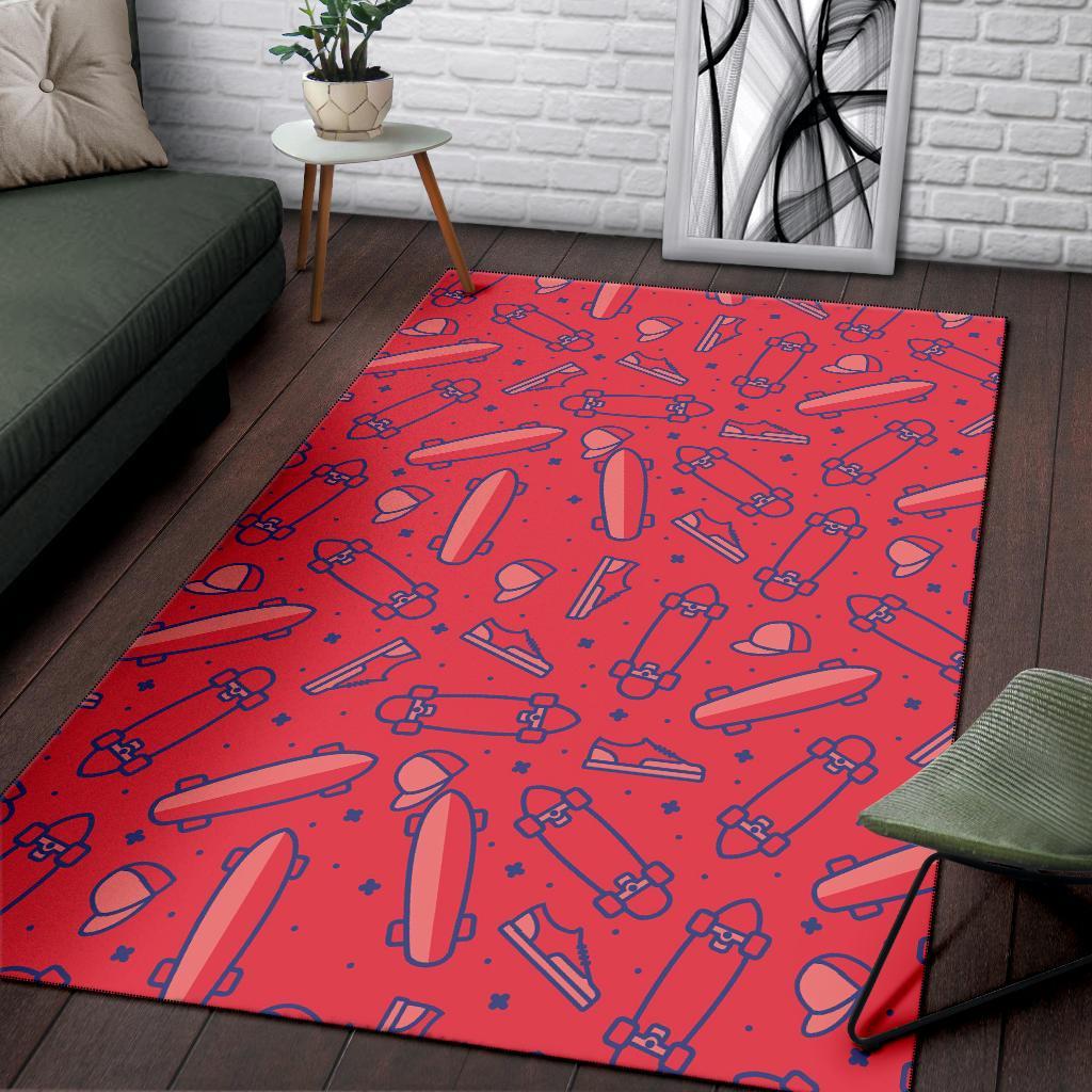 Skateboard Pattern Print Floor Mat-grizzshop