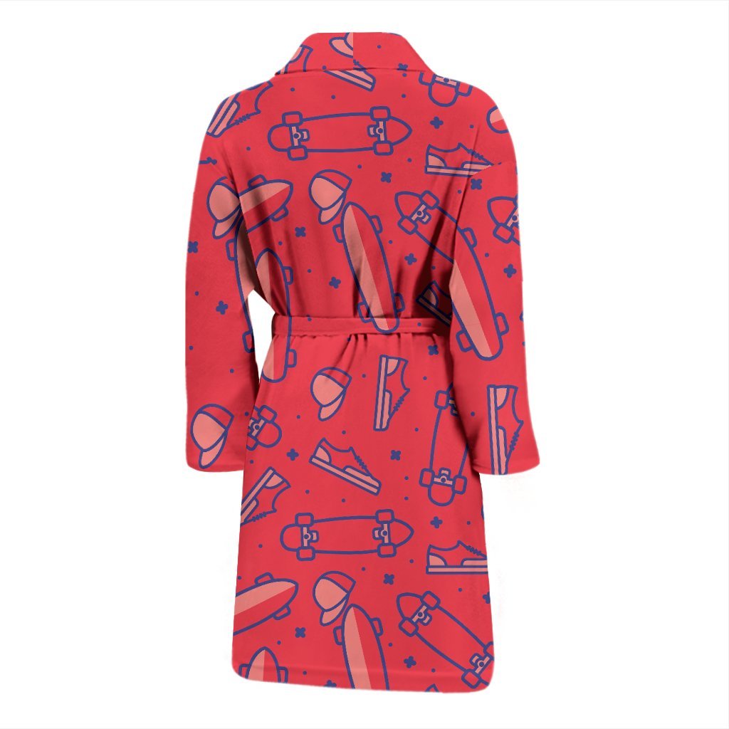 Skateboard Pattern Print Men Long Robe-grizzshop