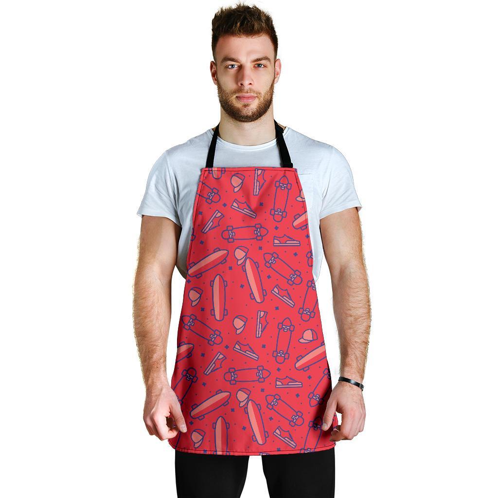 Skateboard Pattern Print Men's Apron-grizzshop