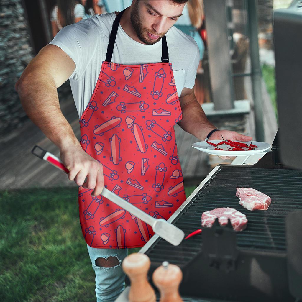 Skateboard Pattern Print Men's Apron-grizzshop