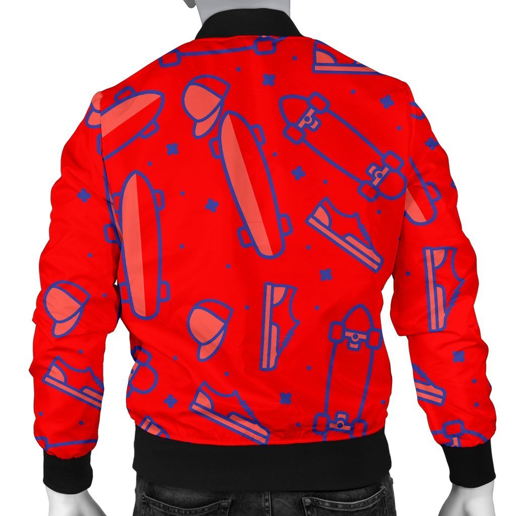 Skateboard Pattern Print Men's Bomber Jacket-grizzshop