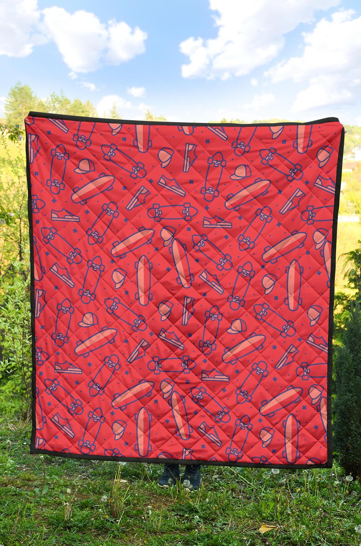 Skateboard Pattern Print Quilt-grizzshop