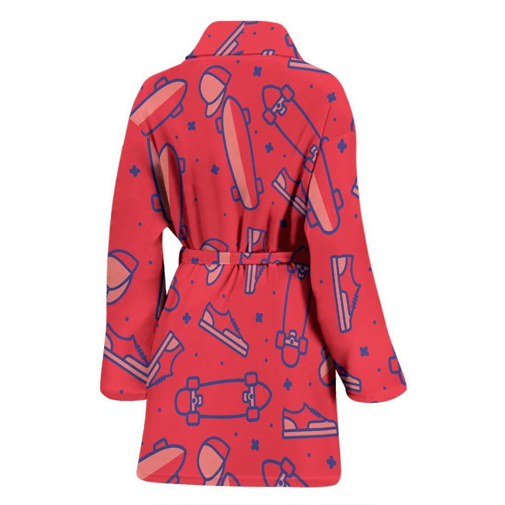 Skateboard Pattern Print Women Long Robe-grizzshop