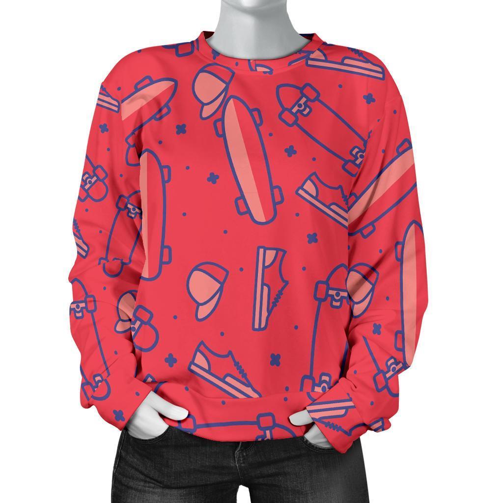 Skateboard Pattern Print Women's Sweatshirt-grizzshop