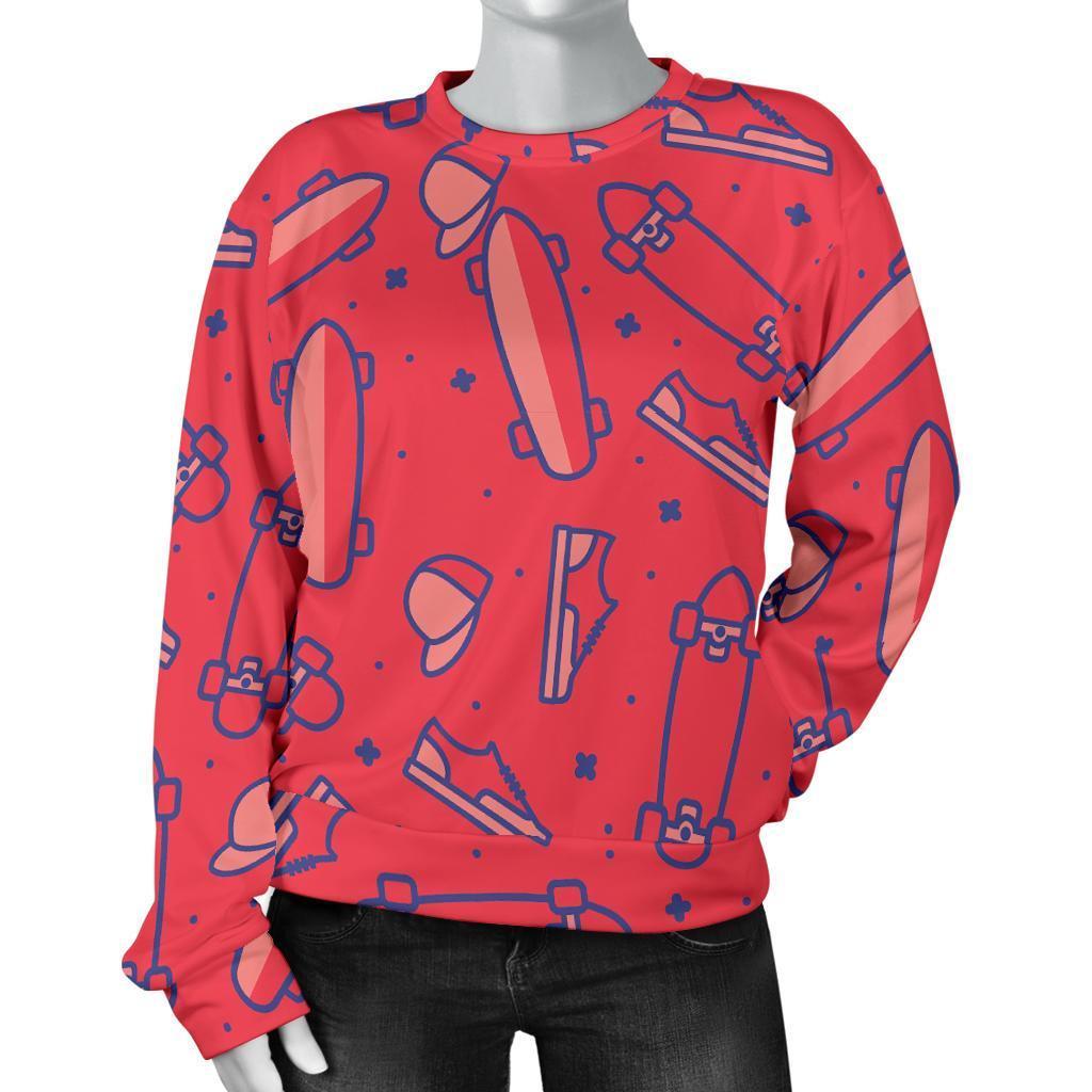 Skateboard Pattern Print Women's Sweatshirt-grizzshop