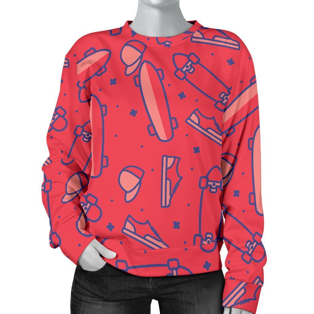 Skateboard Pattern Print Women's Sweatshirt-grizzshop