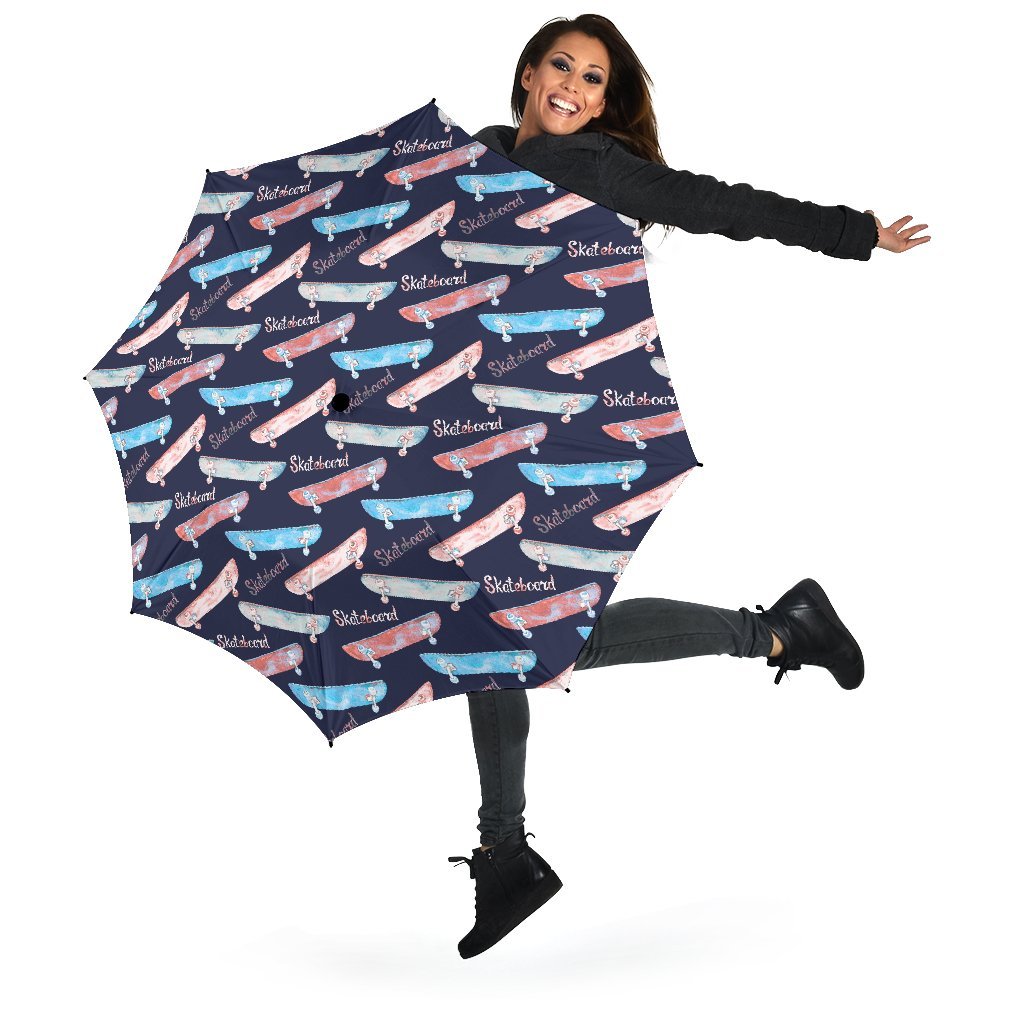 Skateboard Print Pattern Automatic Foldable Umbrella-grizzshop