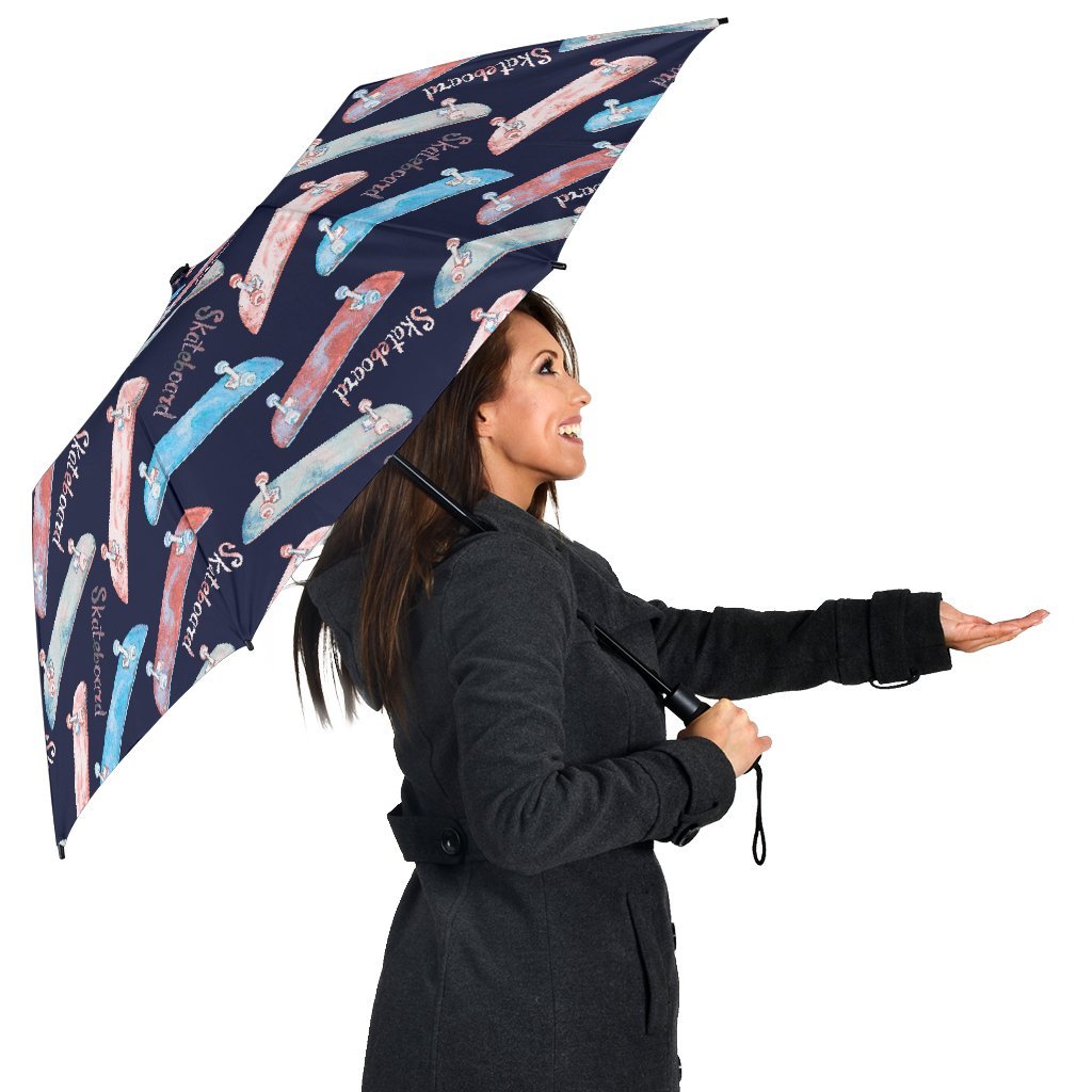 Skateboard Print Pattern Automatic Foldable Umbrella-grizzshop