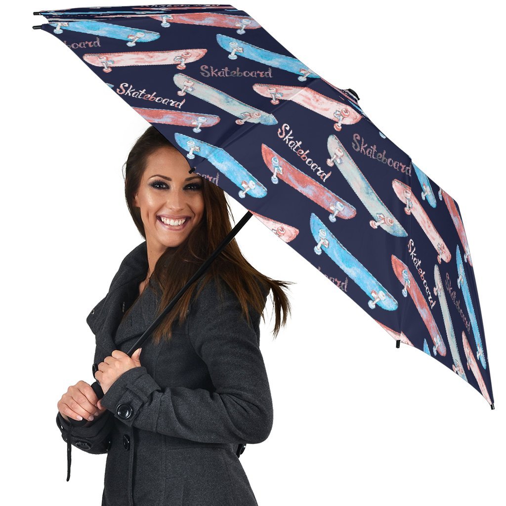 Skateboard Print Pattern Automatic Foldable Umbrella-grizzshop