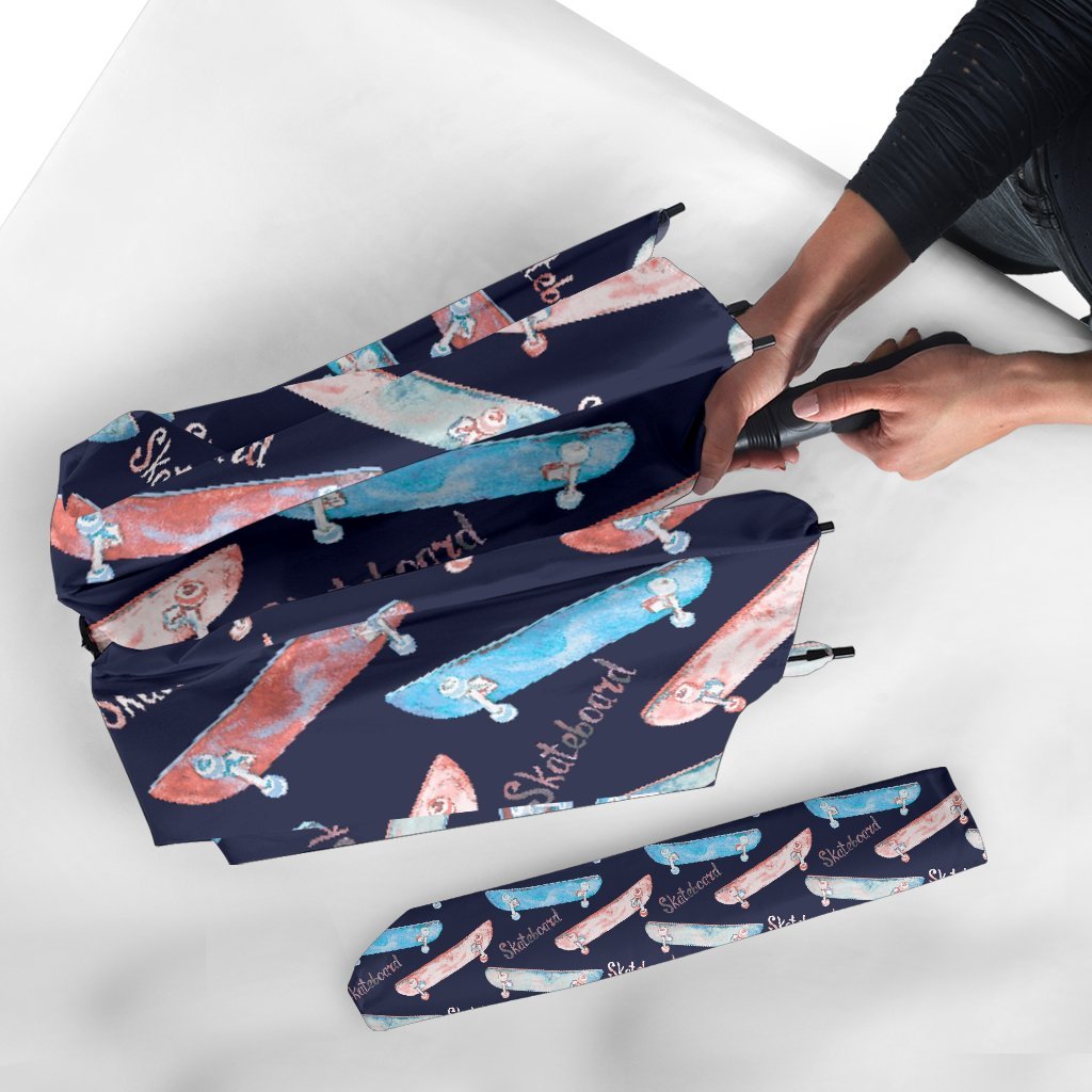 Skateboard Print Pattern Automatic Foldable Umbrella-grizzshop