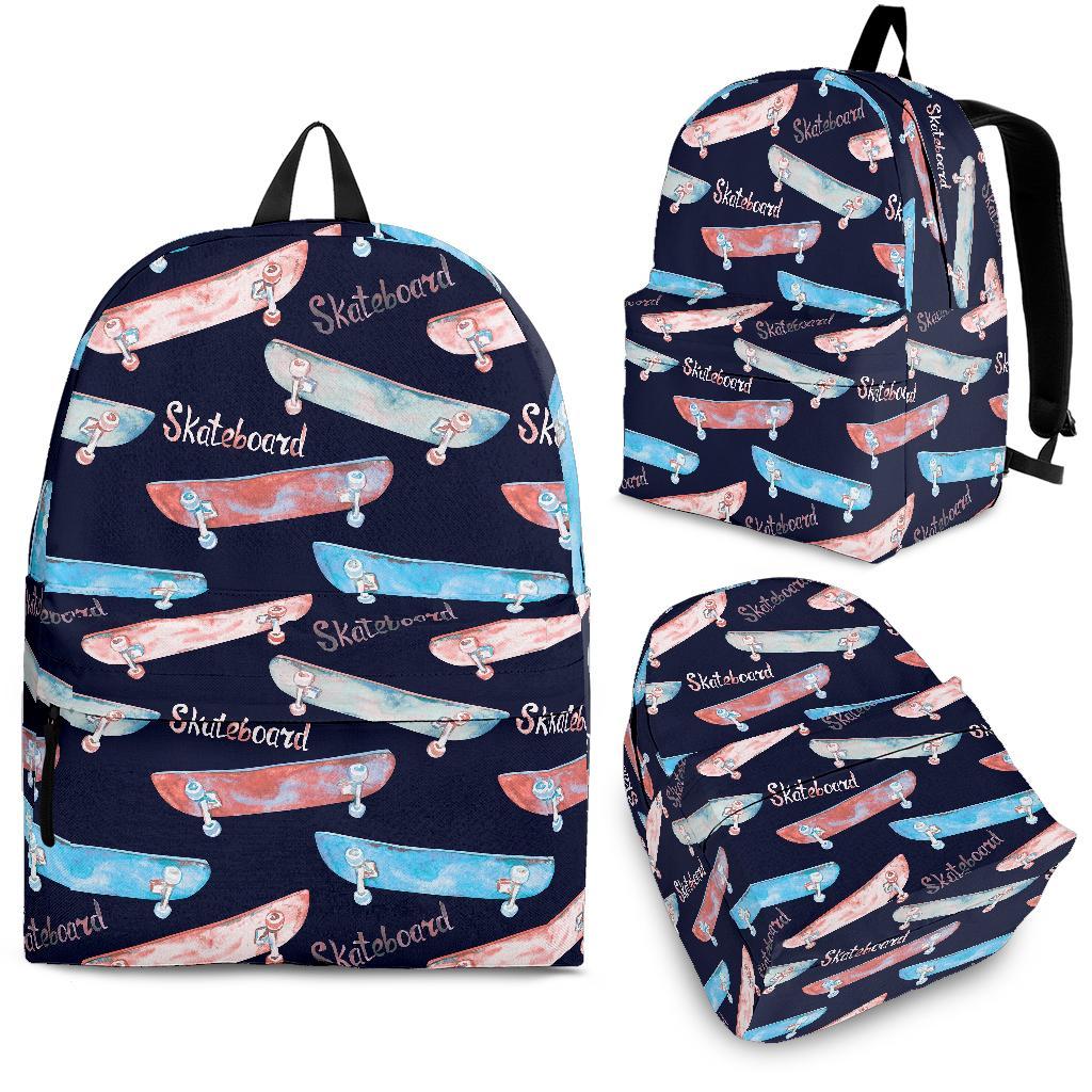 Skateboard Print Pattern Backpack-grizzshop