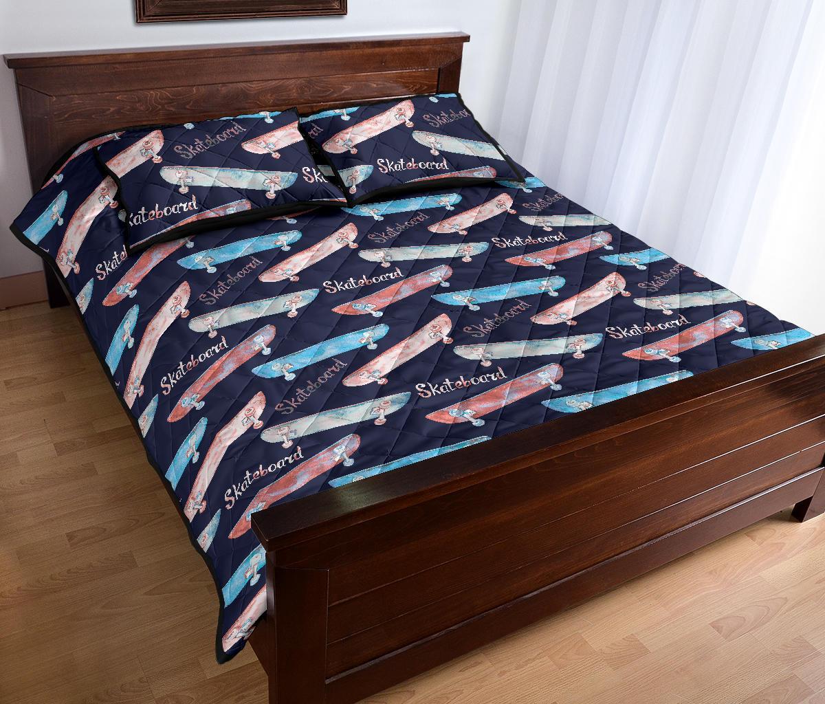 Skateboard Print Pattern Bed Set Quilt-grizzshop