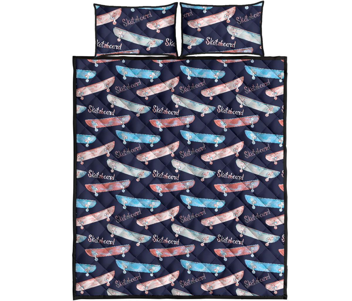 Skateboard Print Pattern Bed Set Quilt-grizzshop