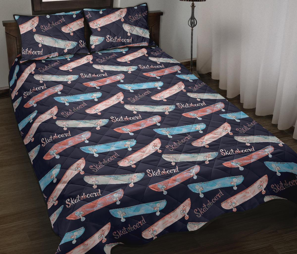 Skateboard Print Pattern Bed Set Quilt-grizzshop