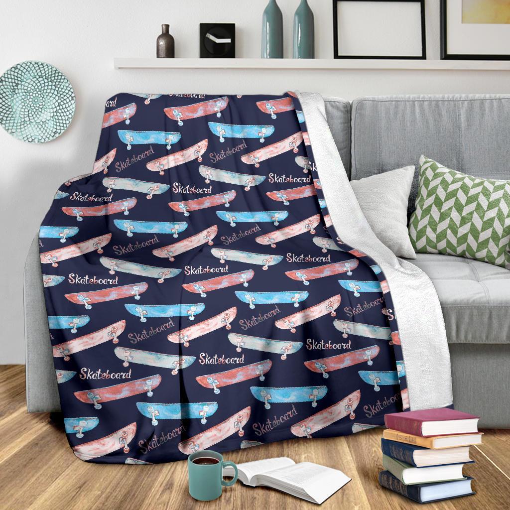 Skateboard Print Pattern Blanket-grizzshop