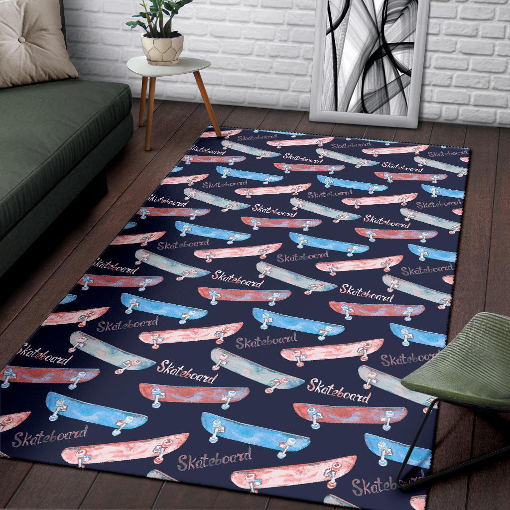 Skateboard Print Pattern Floor Mat-grizzshop