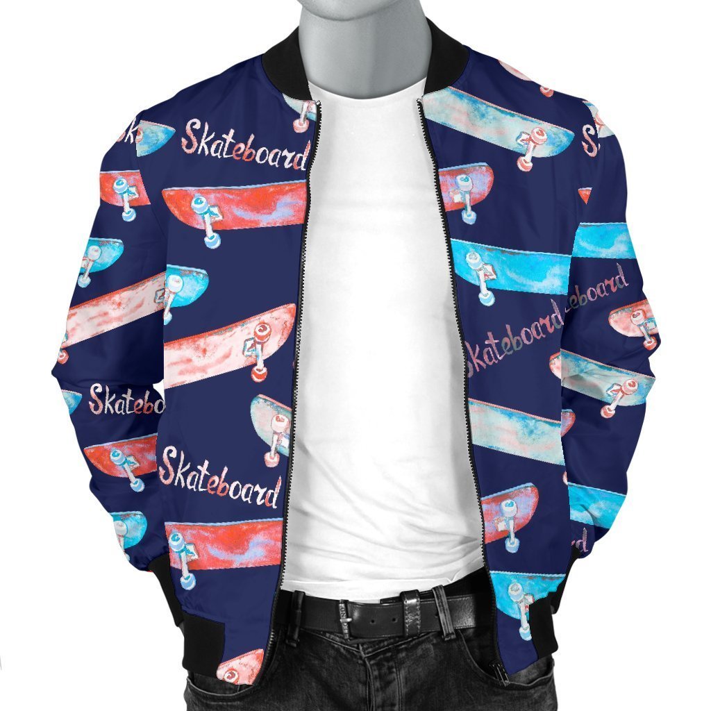 Skateboard Print Pattern Men's Bomber Jacket-grizzshop