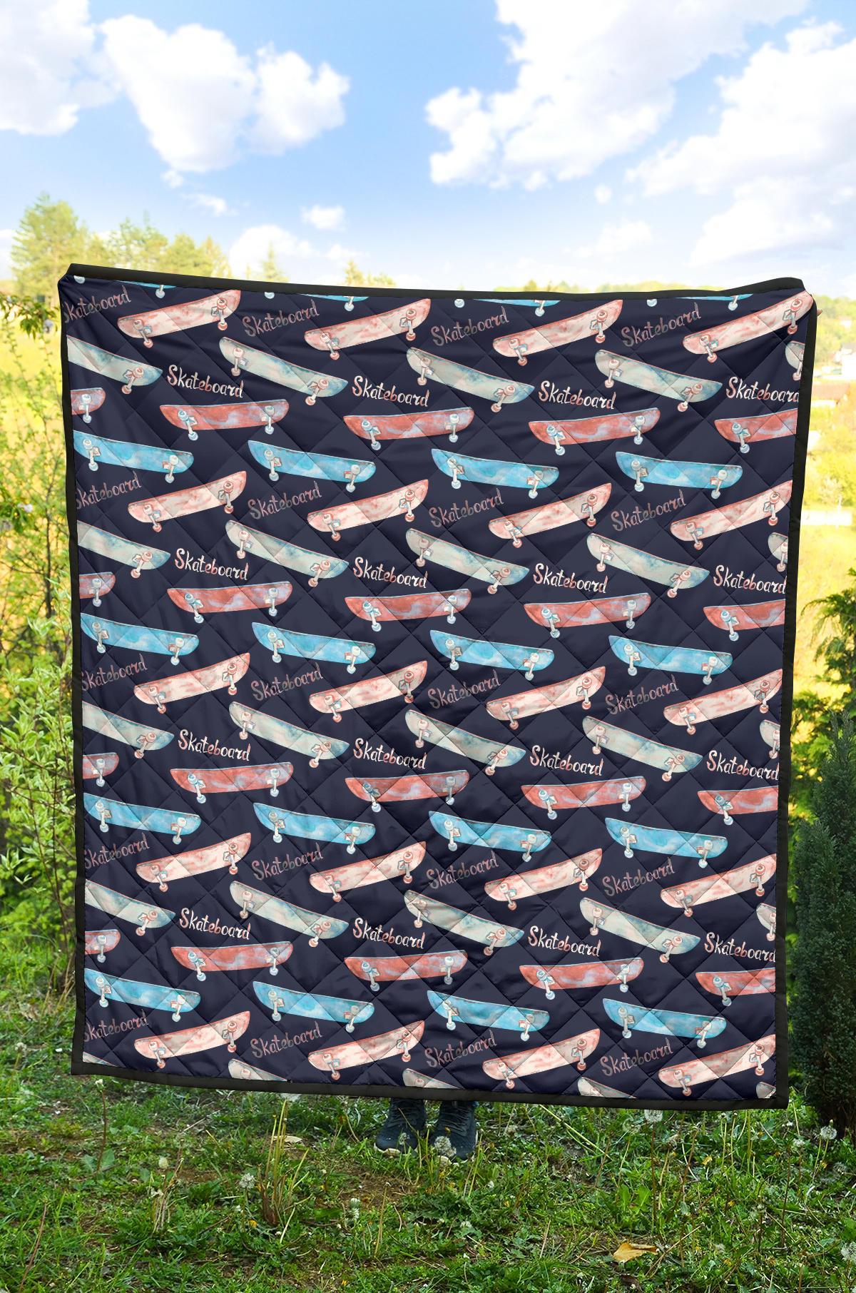 Skateboard Print Pattern Quilt-grizzshop