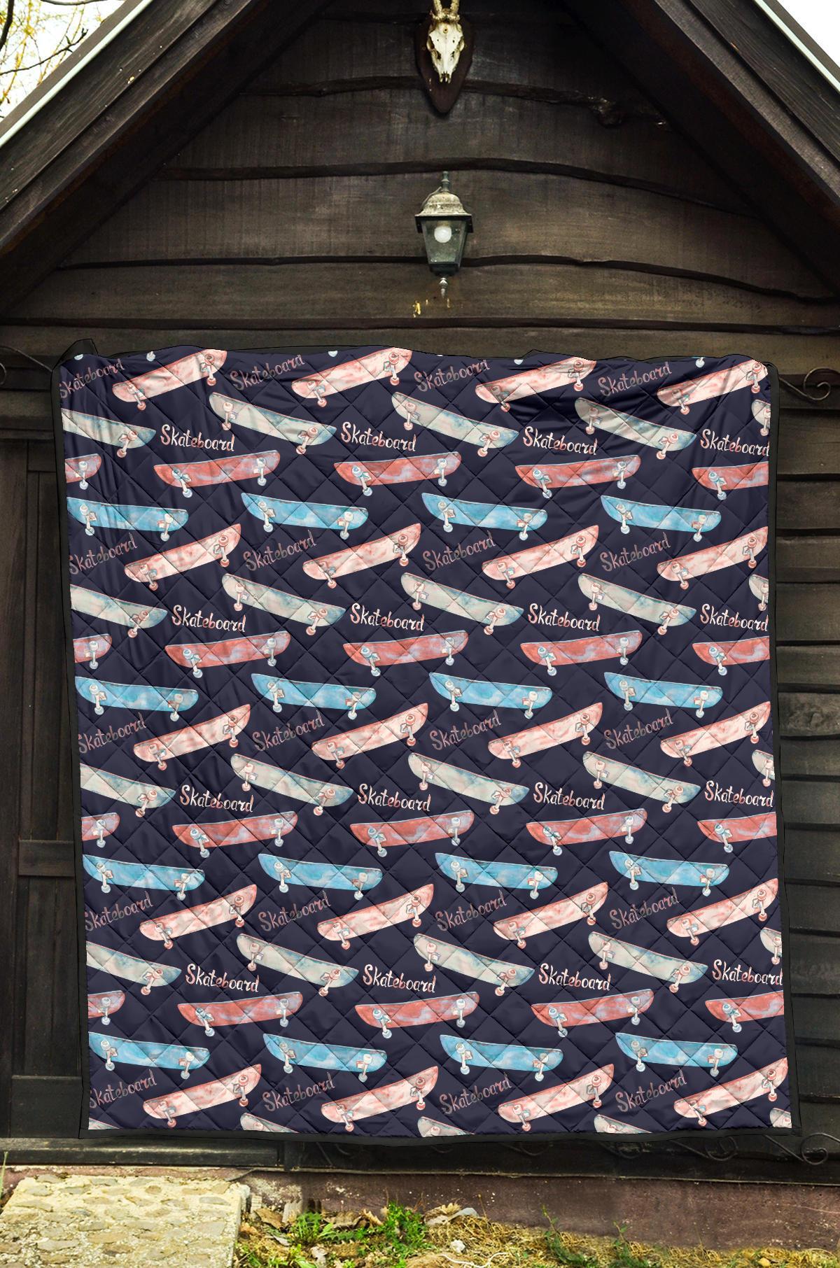 Skateboard Print Pattern Quilt-grizzshop