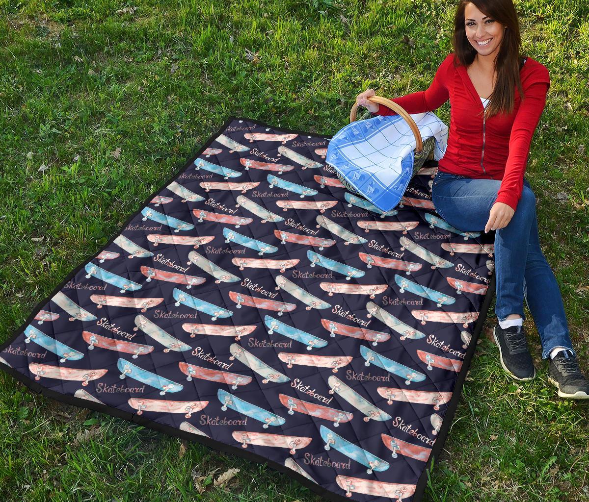 Skateboard Print Pattern Quilt-grizzshop