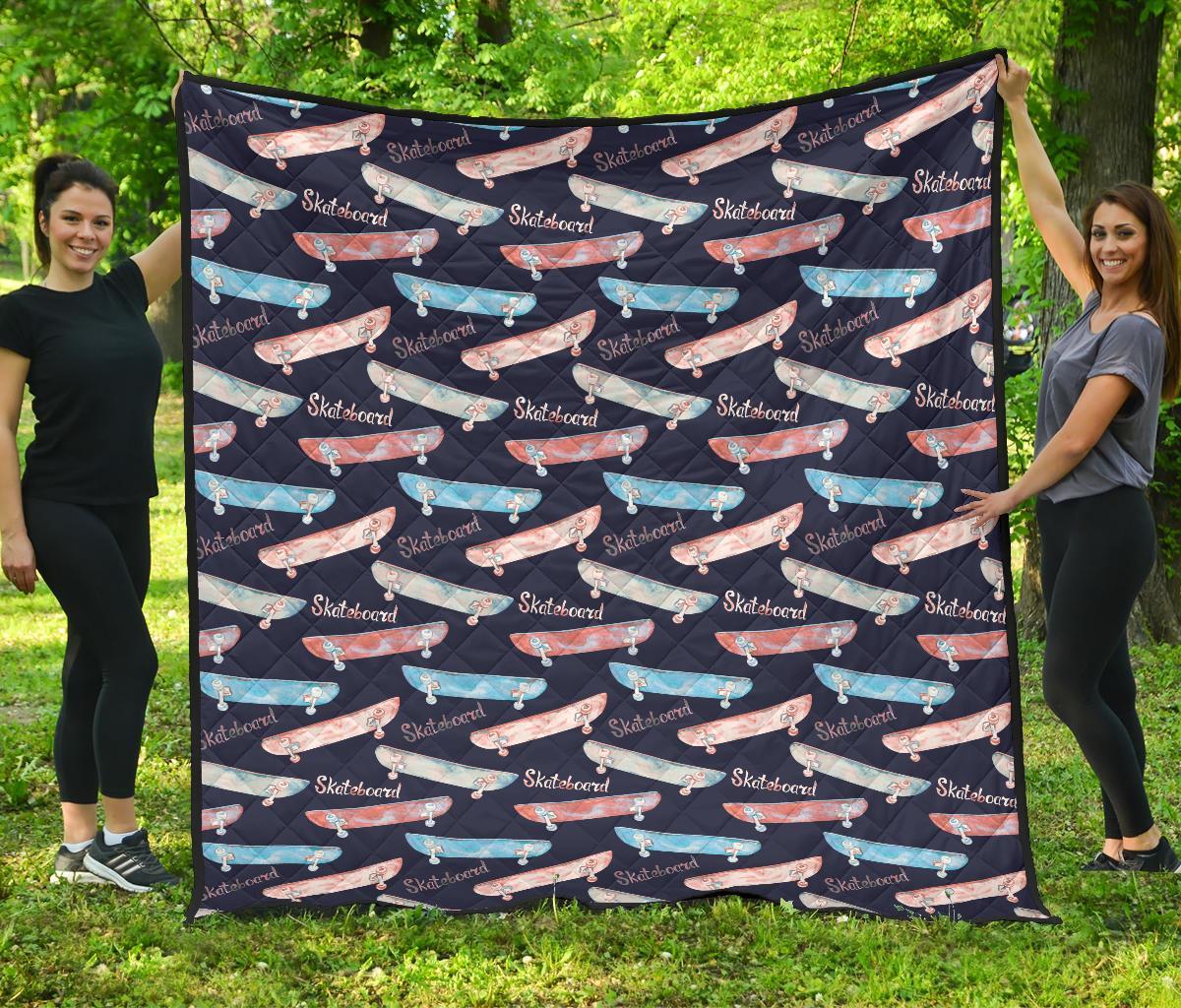 Skateboard Print Pattern Quilt-grizzshop