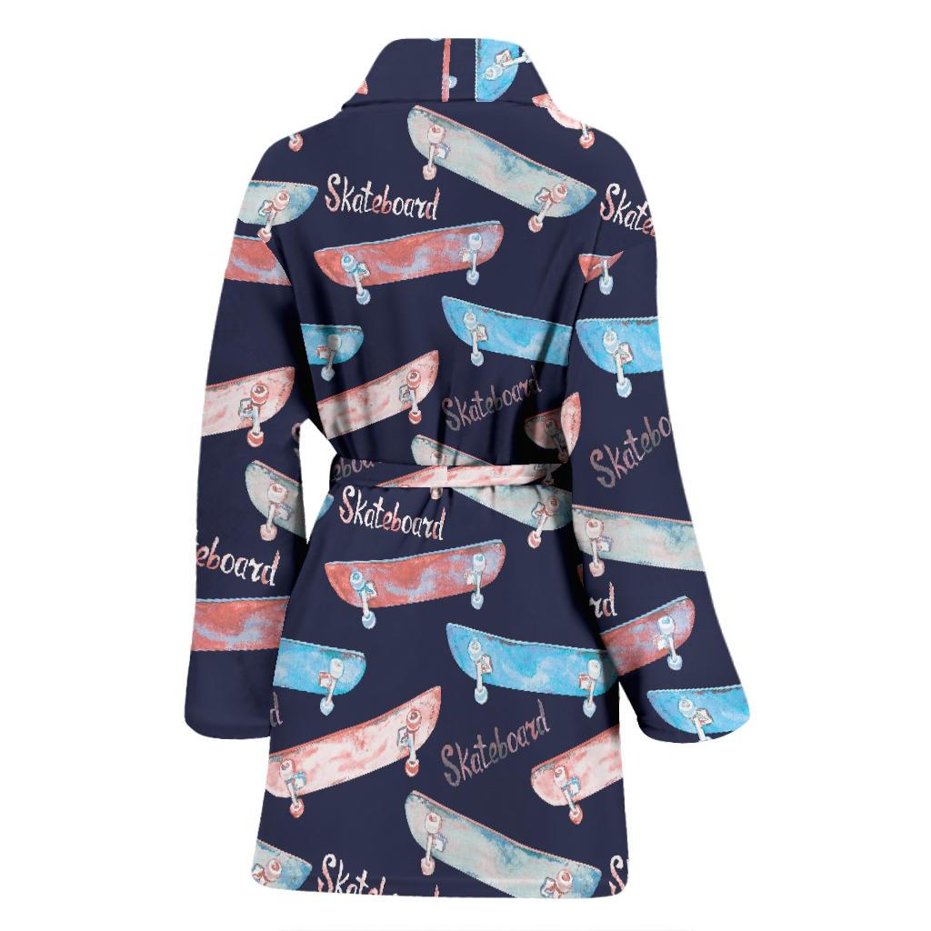 Skateboard Print Pattern Women Long Robe-grizzshop