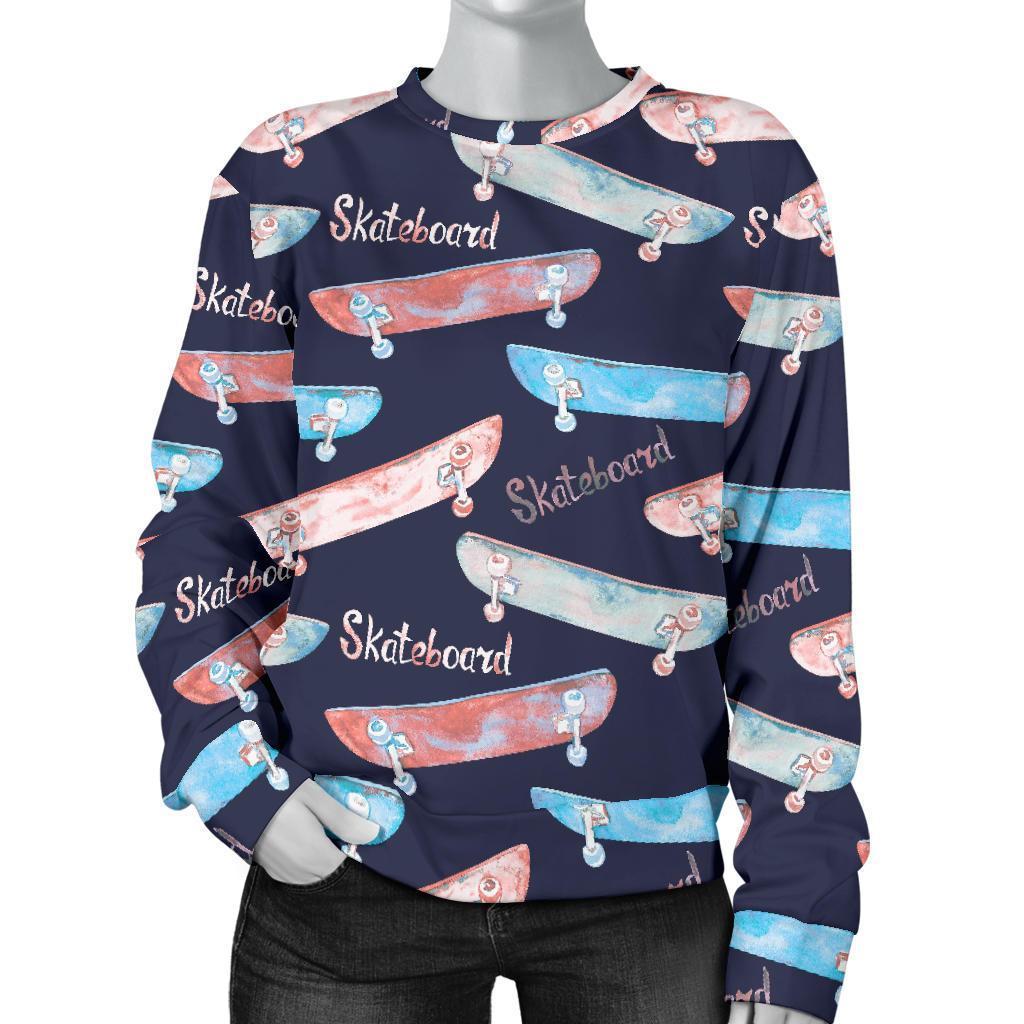 Skateboard Print Pattern Women's Sweatshirt-grizzshop