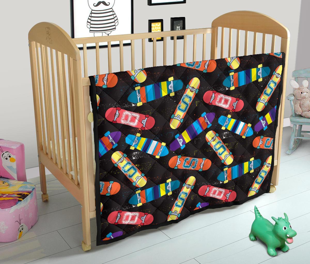 Skateboard Colorful Pattern Print Quilt-grizzshop