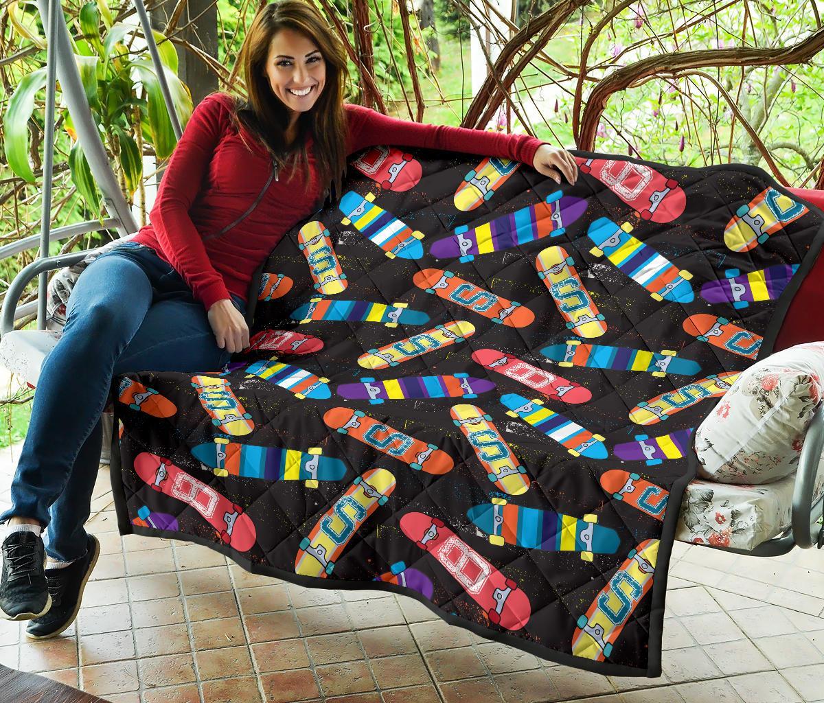 Skateboard Colorful Pattern Print Quilt-grizzshop
