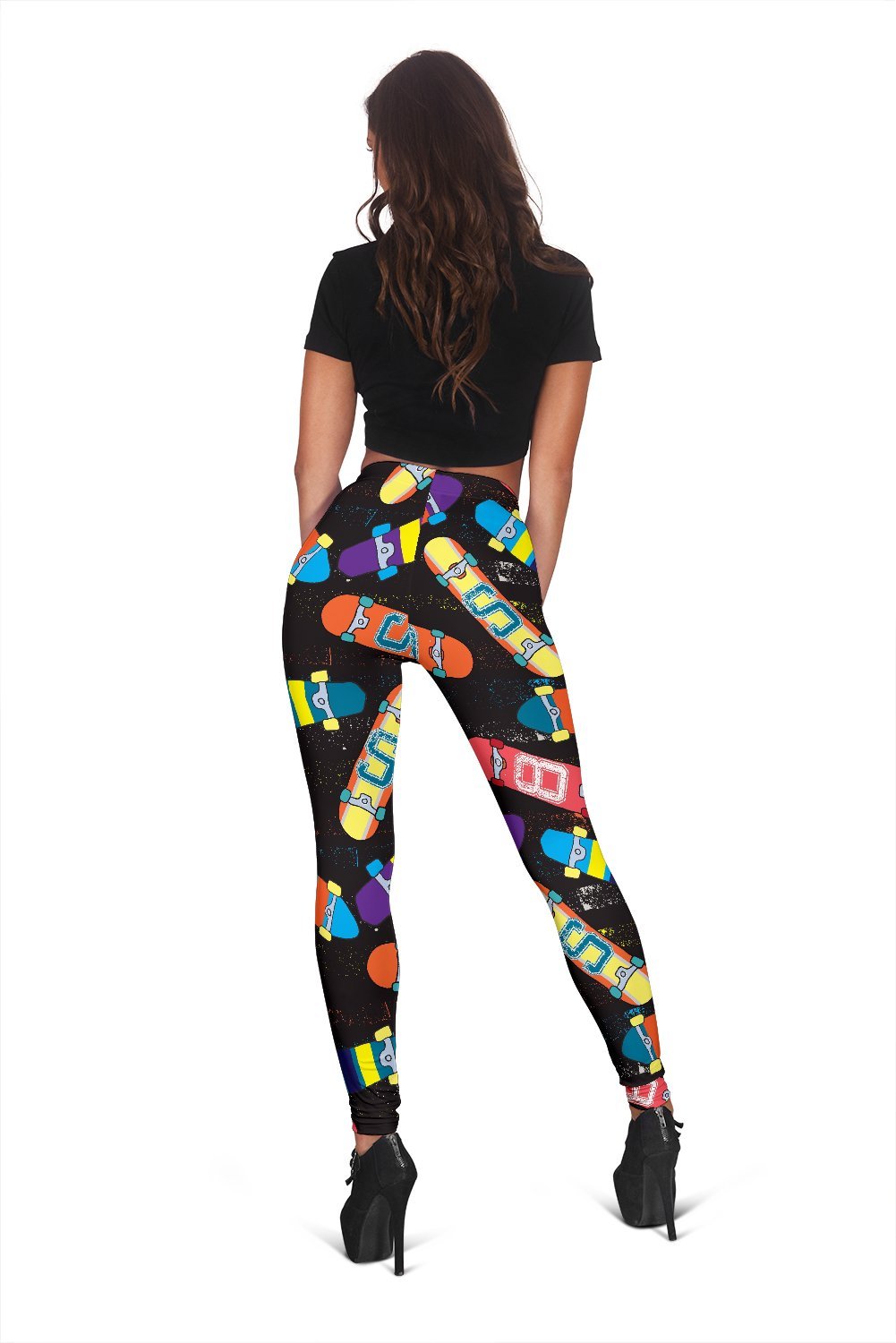 Skateboard Colorful Pattern Print Women Leggings-grizzshop