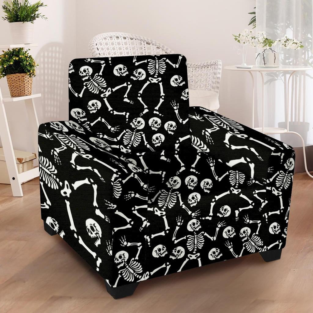 Skeleton Dancing Halloween Armchair Cover-grizzshop