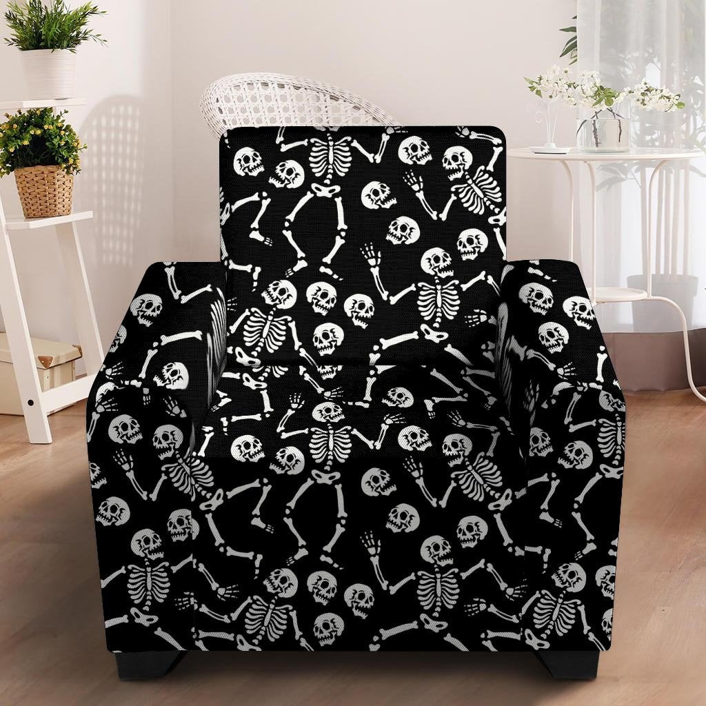 Skeleton Dancing Halloween Armchair Cover-grizzshop