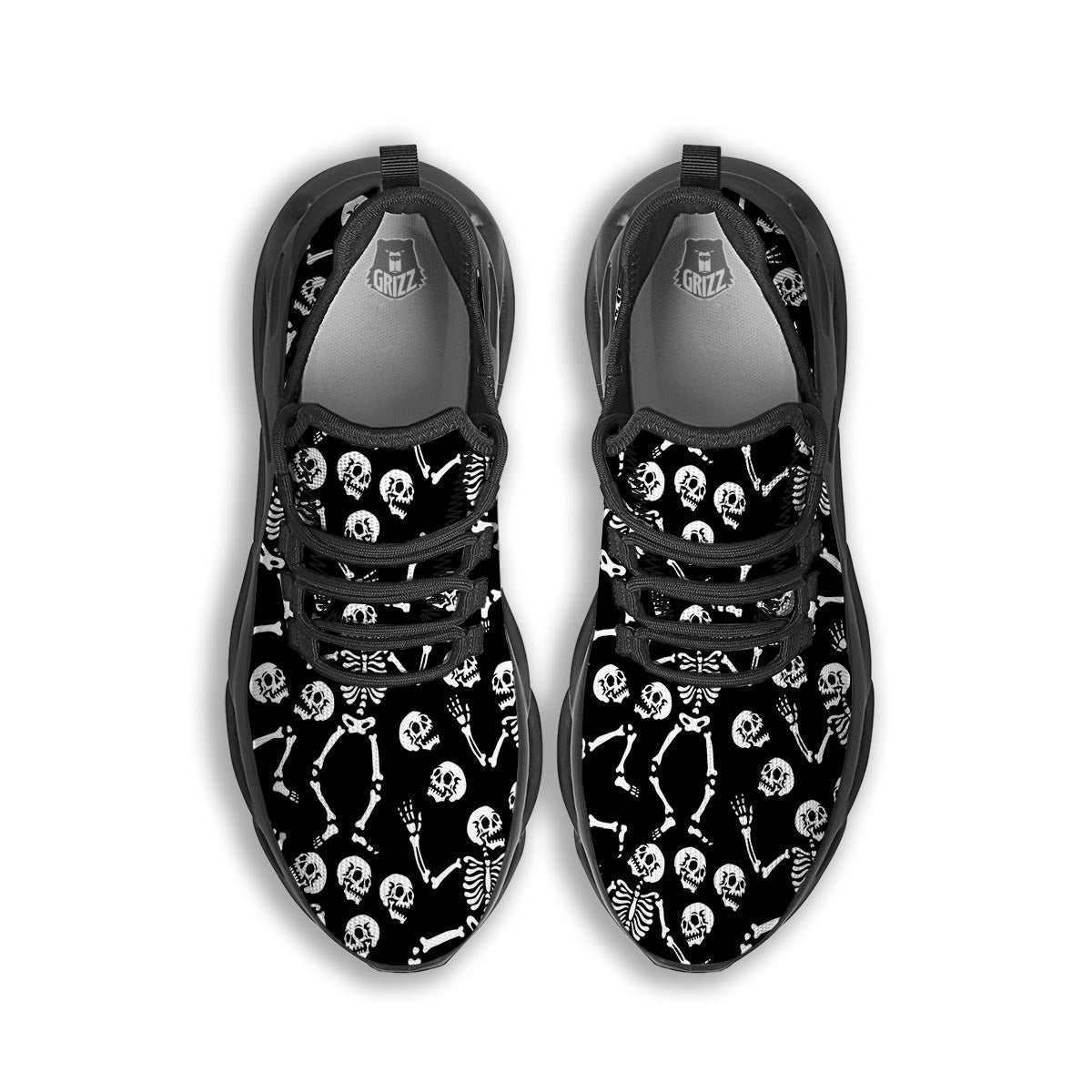 Skeleton Dancing Halloween Black Running Shoes-grizzshop