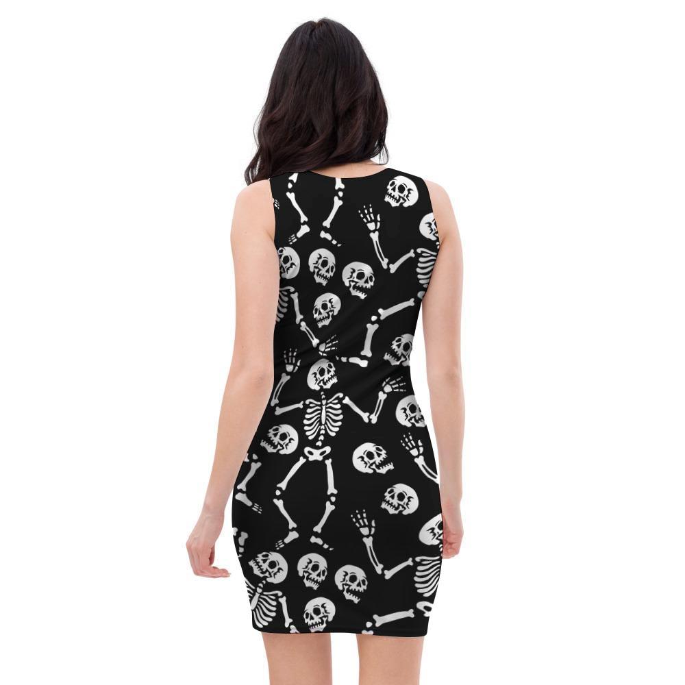 Skeleton Dancing Halloween Bodycon Dress-grizzshop